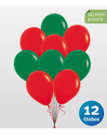 Lluvia de 12 Globos Navidad Inflados con Helio Certificado y Entrega en Bogotá