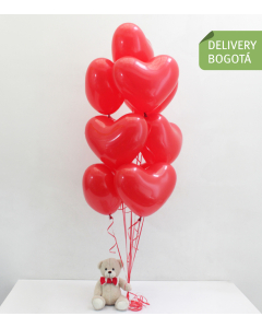 Bouquet 10 Corazones con Peluche