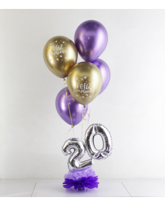 Bouquet de 5 Globos Brillantes de Cumpleaños con Número