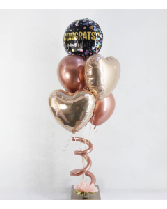 Bouquet de 5 Globos Dorado Rosa para Grado