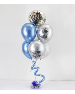 Bouquet de 7 Globos Azul Plata para Grado