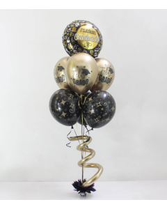 Bouquet de 7 Globos Dorado Negro para Grado