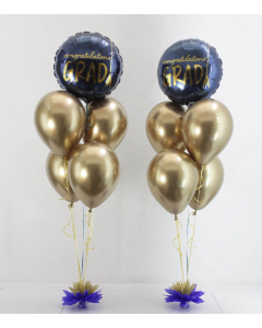 Bouquet Doble de 5 Globos Dorado Azul para Grado