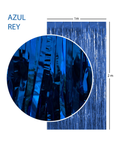 Cortina Metalizada Tiras Foil Azul Rey