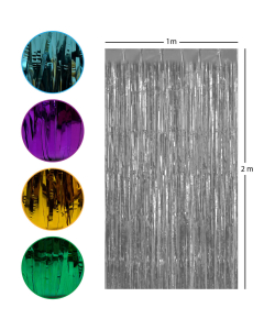 Cortina Metalizada Tiras Foil Colores Estándar, 1 x 2 Metros