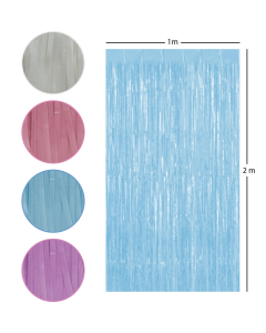 Cortina Metalizada Tiras Foil Colores Pasteles, 1 x 2 Metros