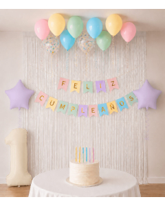 Decoración Feliz Cumpleaños Colores Pastel