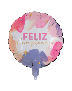 Globo  Microfoil Feliz Cumpleaños Acuarela Redondo 18 in