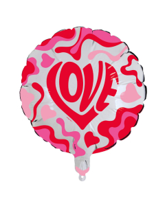 Globo Microfoil LOVE Corazones con Detalles Rosados Redondo 18 in