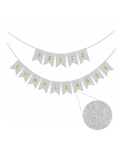 Guirnalda Escarchada Cumpleaños Plata