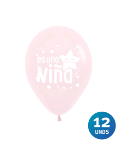 Paquete de Globos Imp Es un Niña R-12 x 12 unds