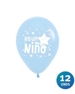 Paquete de Globos Imp Es un Niño R-12 x 12 unds