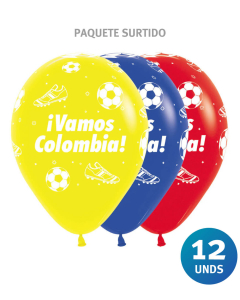 Paquete de Globos Inf Tricolor R-12 x 12 unds