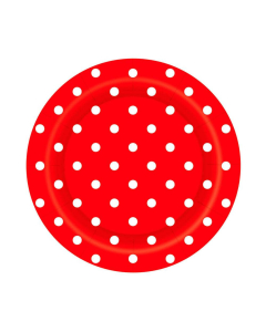 Plato de Cartón Grande Polka Rojo