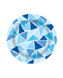 Plato de Cartón Mediano Triángulos Azules