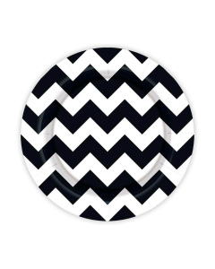 Plato de Cartón Mediano Chevron Negro