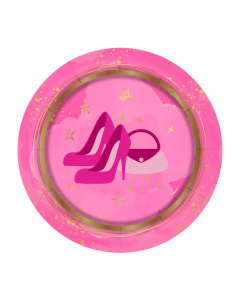 Plato de Cartón Mediano Metalizado con Diseño fashion Girl 
