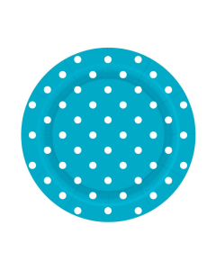 Plato de Cartón Mediano Polka Azul Caribe