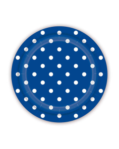Plato de Cartón Mediano Polka Azul Rey