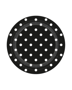 Plato de Cartón Mediano Polka Negro
