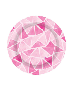 Plato de Cartón Mediano Triángulos Rosados