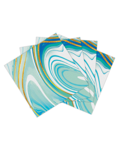 Servilleta de Papel Pequeña con Diseño Marmoleado Aqua