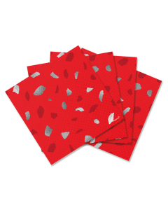Servilleta de Papel Pequeña con Diseño Terrazo Rojo