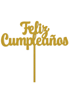 Topper Grande Feliz Cumpleaños Dorado