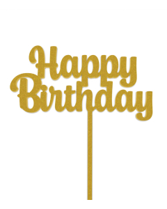 Topper Grande Happy Birthday Dorado