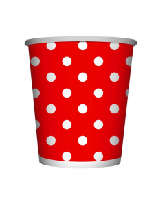 Vaso de Cartón Mediano Polka Rojo