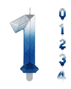 Vela Numérica Degradado Plata Azul Por Unidad