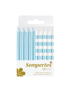 Velitas Rayas Metalizadas Blanco Azul Celeste