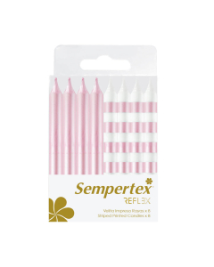 Velitas Rayas Metalizadas Blanco Rosa