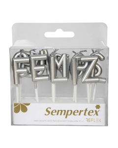 Velitas en Letras de “Feliz Cumpleaños” Metal Plateadas