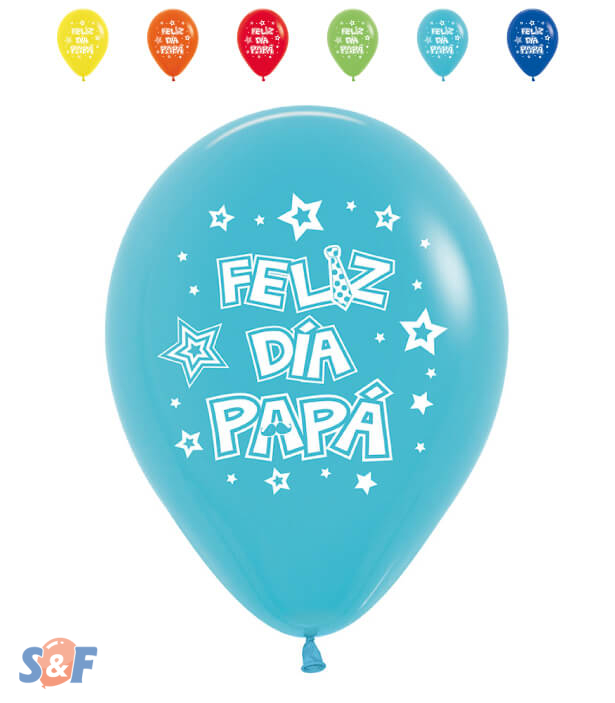 Globo Impreso Feliz Día Papá, Estrellas, Tonos Fashion R-12