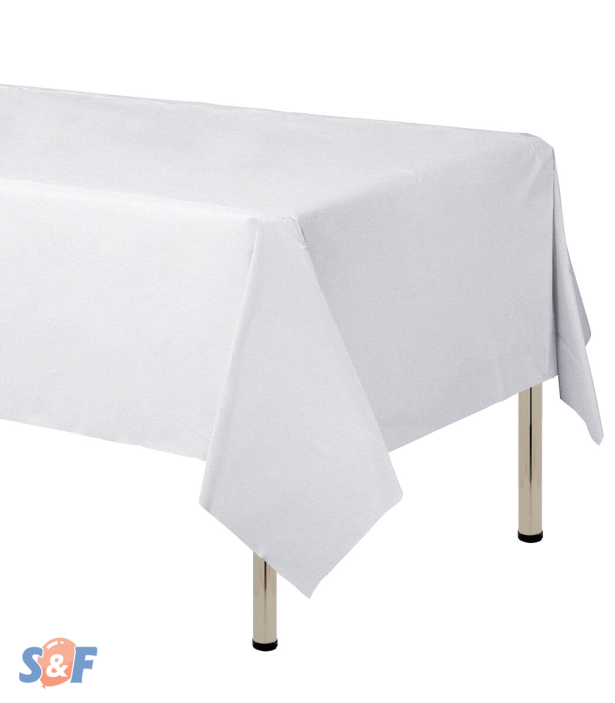 Mantel Rectangular Blanco en cambrel de 250 x 160 cm, Reutilizable