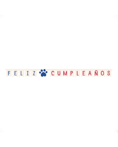 Cartel Letras en Cartón Feliz Cumpleaños Huellitas Azul Rojo