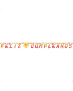 Cartel Letras en Cartón Feliz Cumpleaños Paraíso Tropicales