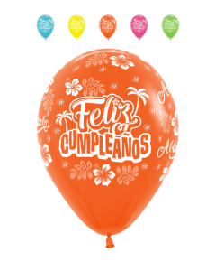 Globo Feliz Cumpleaños Hawaiano Infinity Colores Fashion R-12 por Unidad