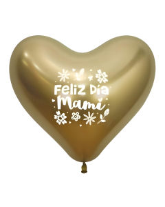 Globo Impreso Corazón Feliz Día Mami Dorado Reflex 14”