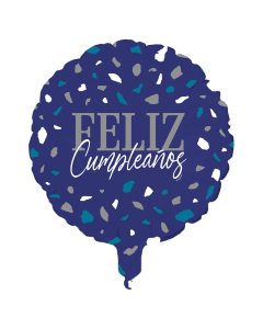 Globo Microfoil Feliz Cumpleaños Terrazo Azul Redondo 18 in