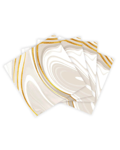 Servilleta de Papel Pequeña con Diseño Marmoleado Blanco Dorada