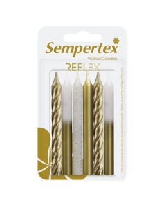 Velas Impresas Metálicas Surtidas Doradas 