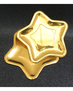 Bandeja dorada en cartón por 6 unidades, en forma de estrella y color dorado brillante