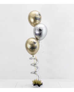Bouquet de 3 Globos Dorado Plata para Grado