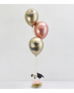 Bouquet de 3 Globos Dorado Rosa para Grado