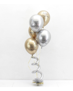 Bouquet de 5 Globos Dorado Plata de Cumpleaños