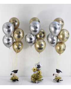 Bouquet Triple de 5 Globos Dorado Plata para Grado