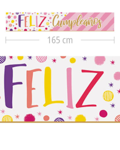 Cartel Metalizado Jumbo, Feliz Cumpleaños, Destellos