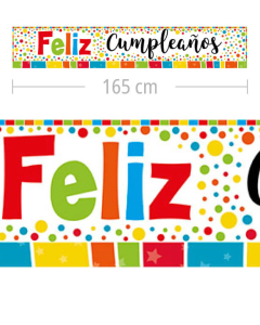 Cartel Metalizado Jumbo Feliz Cumpleaños, Puntos Multicolor
